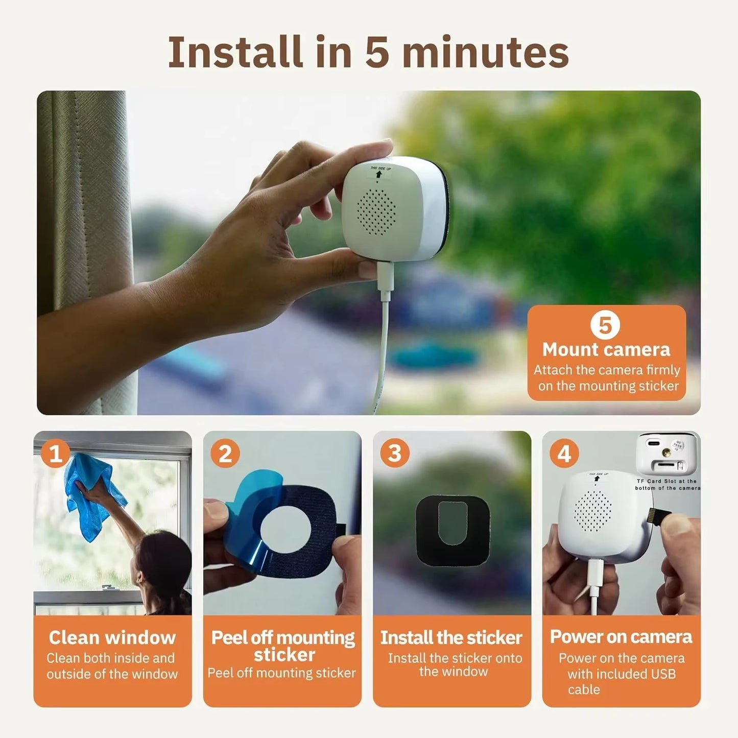 WatchPoint™ Mini WiFi Window Camera — Color Night Vision Security Cam