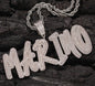 custom diamond name pendant double hip hop necklace