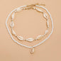 2pcs/set Summer Natural Sea Shell Choker Necklace Beads Chain for Woman