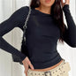 Autumn Winter Y2k Crop Women Long Sleeve T Shirt O Neck Slim Fit Pullovers