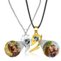 Flame Heart Shaped Custom Photo Projection Couples Necklaces