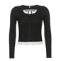 Patchwork Slim Tops Tee Long Sleeves Square Collar Retro Casual Tshirts