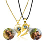 Flame Heart Shaped Custom Photo Projection Couples Necklaces
