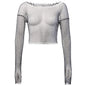 Crystal Diamond See Through Crop Tops Women Hollow Out Beachwear Tops Shiny Sexy Party Top