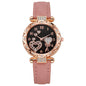 Simple leather strap quartz watch for students