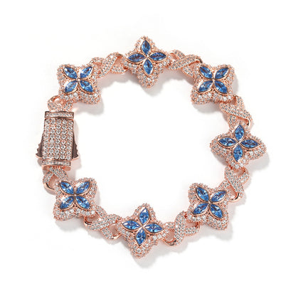 Hip-hop zircon colored infinite four-leaf clover necklace