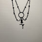 Dark Cross Rose Star Necklace