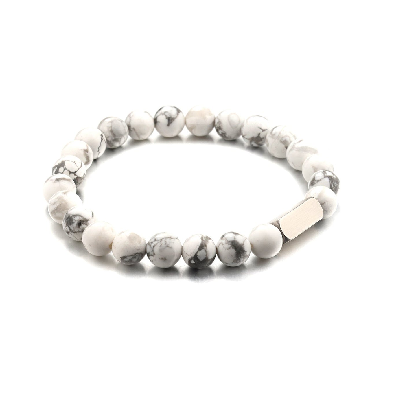 Stainless steel engraved beaded bracelet