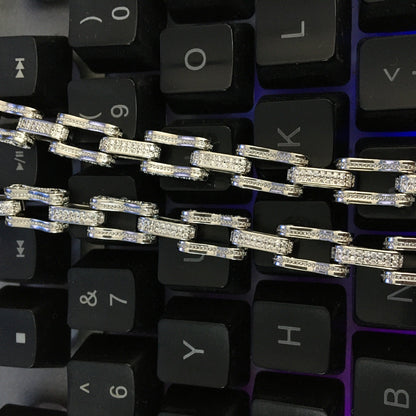 Hip Hop Rhinestone 5mm Bicycle Chain Necklace