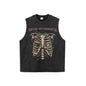 Rose skull print hip-hop T-shirt