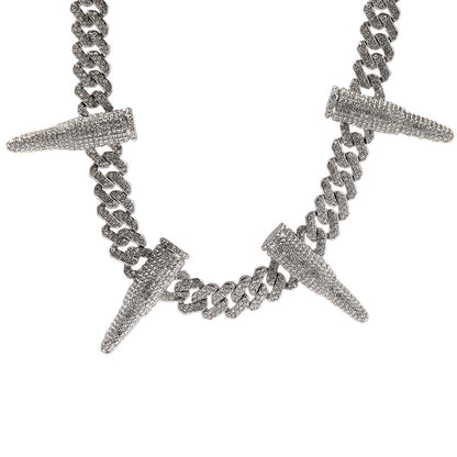 Hip-hop diamond-encrusted black panther necklace