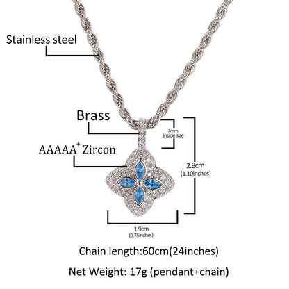 Cubic Zirconia Colorful Four-Leaf Clover Pendant