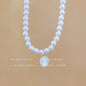 Titanium steel pearl clavicle necklace