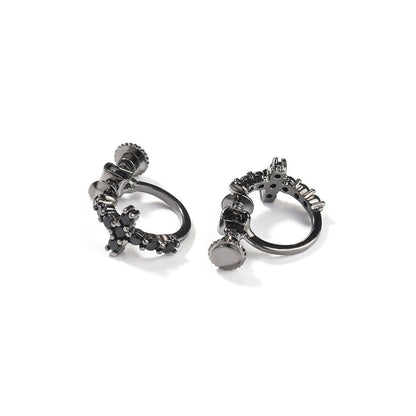 Hip Hop Zircon Black Spiral Clasp Cross Earrings