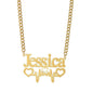 EKG love embellishment customized name necklace