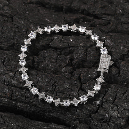 Star zircon tennis chain necklace