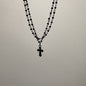 Dark Cross Rose Star Necklace
