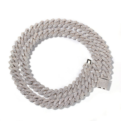 Hip-hop bar-style Cuban zircon-encrusted necklace