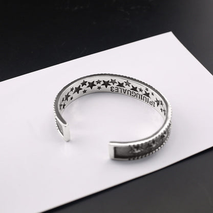 Retro five-pointed star open bracelet