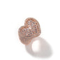 Hip-hop T-square heart-shaped zircon ring