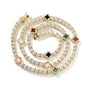 Hip-hop four-leaf clover diamond tennis chain necklace bracelet