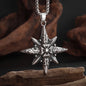 Retro Eight-Pointed Star Cross Cross Medal Pendant Nautical Compass Necklace