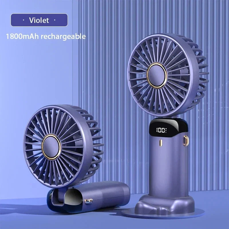 CoolBreeze™ Rechargeable Handheld Fan — 5-Speed Portable Cooling