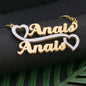 3D Double Plate Custom Nameplate Necklace Gold Plate Pendant Personalized Name Necklace