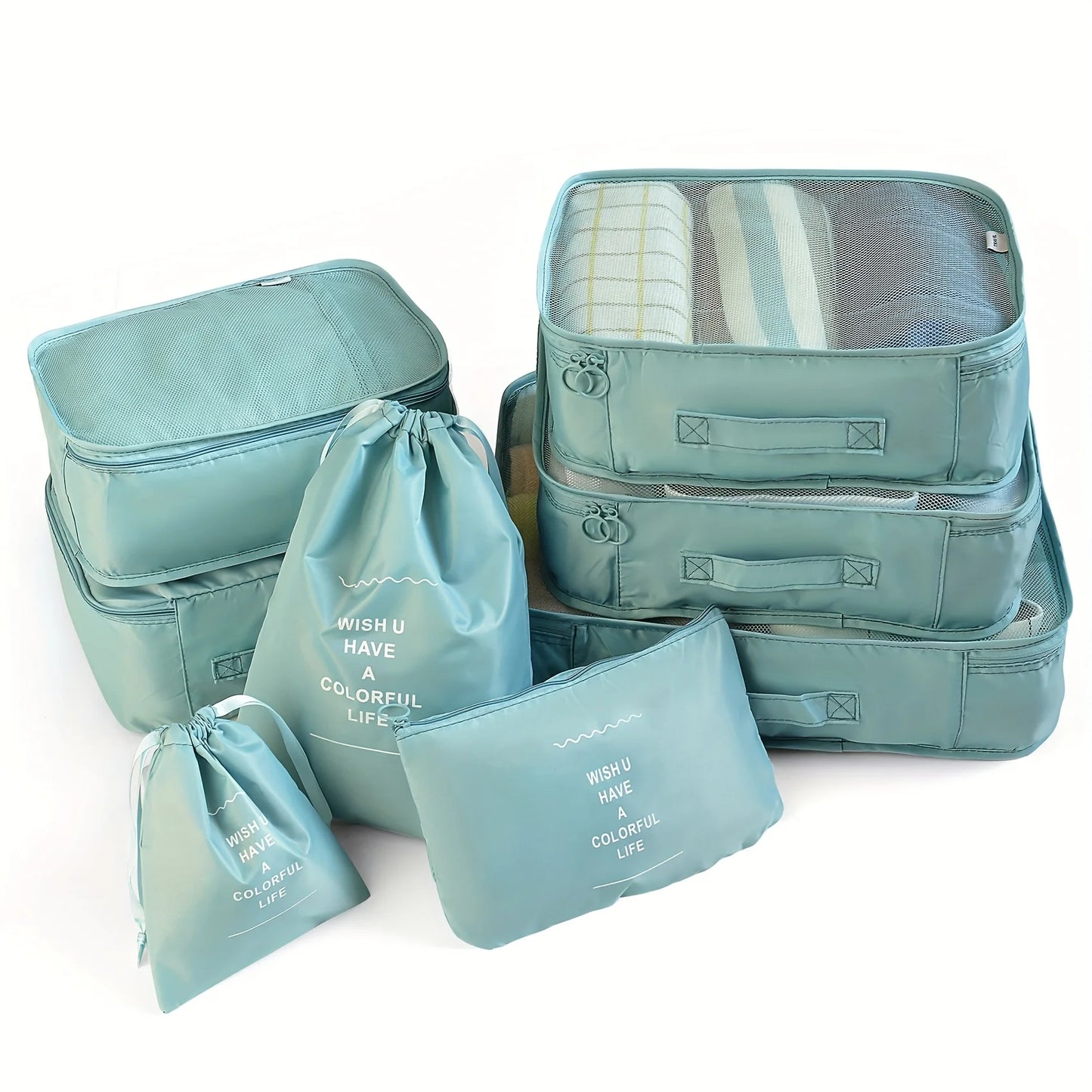 PackEase™ 8-Piece Compression Packing Cubes — Travel Luggage Organizer Set