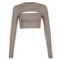 Sexy Hollow Knit Top Sweater Women Party Navel Slim Ribbed Summer Lady Shirts