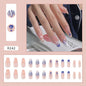 24Pcs/Box Charming Pink Flame Short Fake Nails press on Square Head Full Cover Detachable