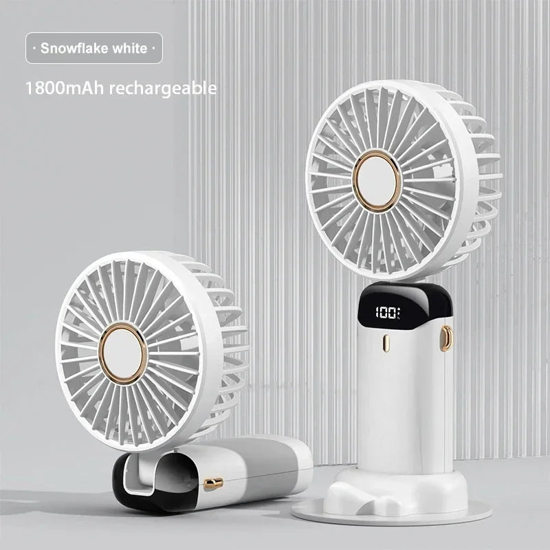 CoolBreeze™ Rechargeable Handheld Fan — 5-Speed Portable Cooling