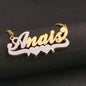 3D Double Plate Custom Nameplate Necklace Gold Plate Pendant Personalized Name Necklace