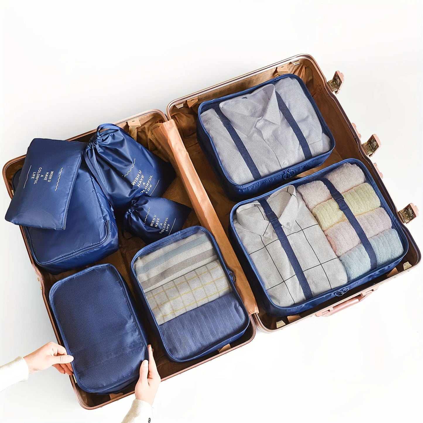 PackEase™ 8-Piece Compression Packing Cubes — Travel Luggage Organizer Set