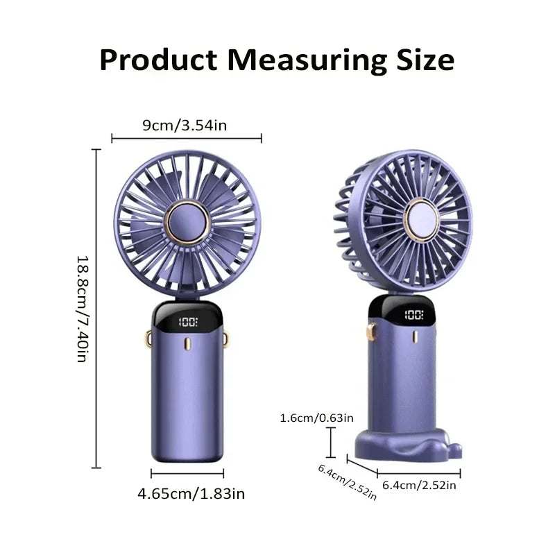 CoolBreeze™ Rechargeable Handheld Fan — 5-Speed Portable Cooling