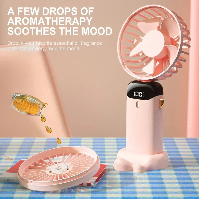 CoolBreeze™ Rechargeable Handheld Fan — 5-Speed Portable Cooling