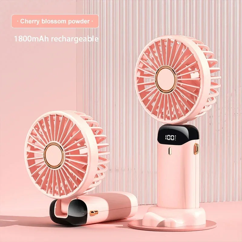 CoolBreeze™ Rechargeable Handheld Fan — 5-Speed Portable Cooling