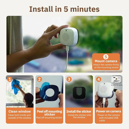 WatchPoint™ Mini WiFi Window Camera — Color Night Vision Security Cam