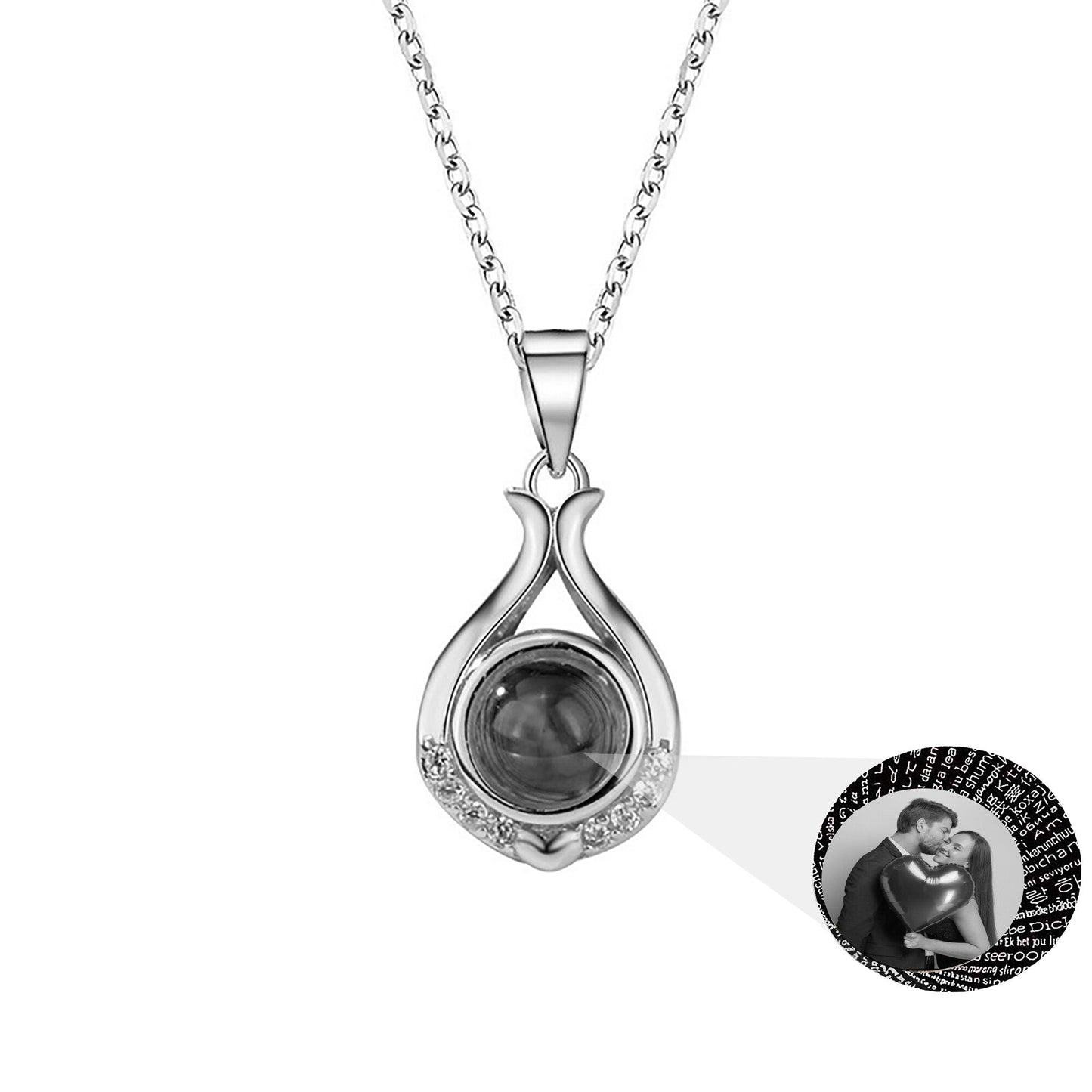 Valentine's Day Gift Photo Custom Simple flower Shaped Projection Necklace