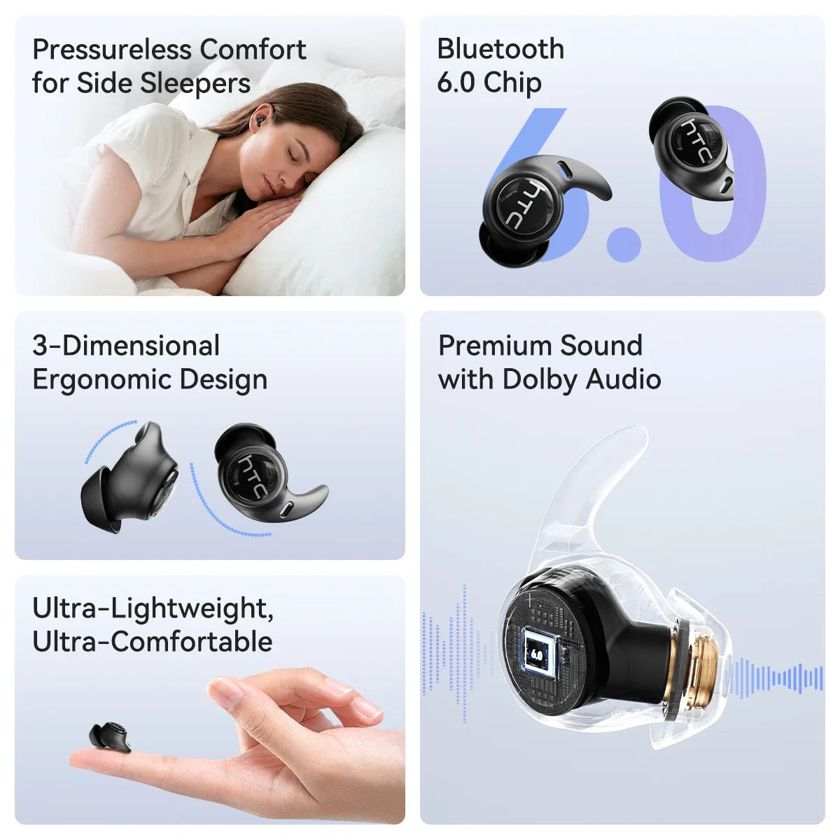 SilentSleep™ Ultra-Slim Sleep Earbuds — Bluetooth 5.3, All-Night Comfort