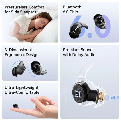 SilentSleep™ Ultra-Slim Sleep Earbuds — Bluetooth 5.3, All-Night Comfort