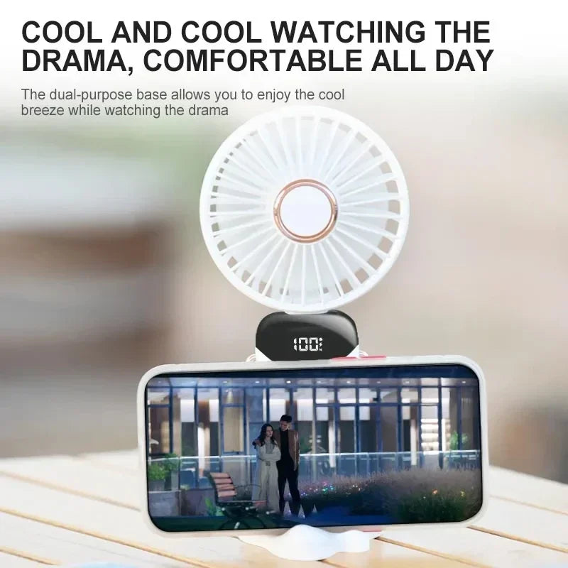 CoolBreeze™ Rechargeable Handheld Fan — 5-Speed Portable Cooling