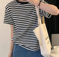 Casual O-neck Women Striped T-shirts  Spring Summer Short Sleeve Loose Female Tops