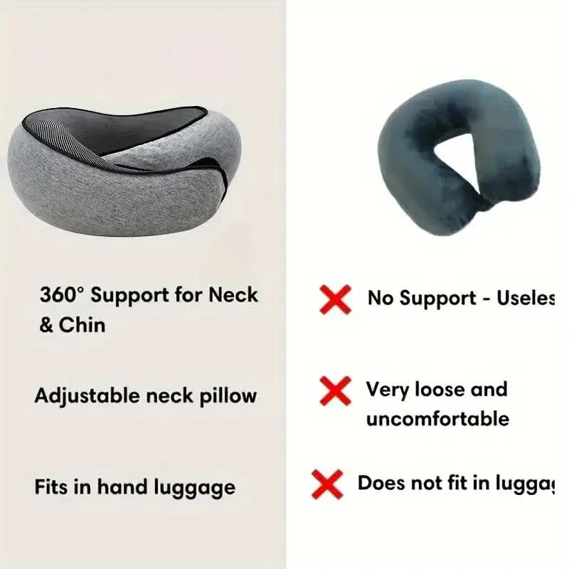 NapEase™ Memory Foam Travel Neck Pillow — U-Shaped Support