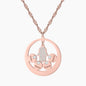 Round Family Name Necklace Hamsa Hand Stainless Steel Necklace Zircon Evil Eye Fatma's Hand