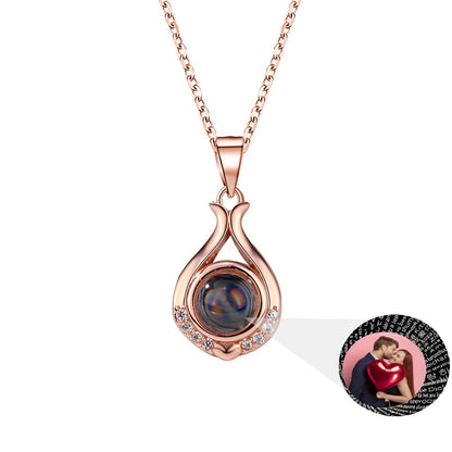 Valentine's Day Gift Photo Custom Simple flower Shaped Projection Necklace
