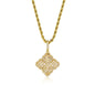 Full-diamond zircon four-leaf clover necklace