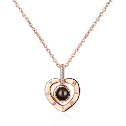 100 languages of love necklace Projection Pendant Necklace For Women Crystal Jewelry