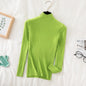 Pullover Ribbed Knitted Sweater Autumn Winter Clothes Women 2021 High Neck Long Sleeve